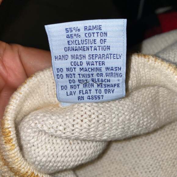 Cascade Blues Vintage Button Front Ugly Christmas Sweater w/fabric buttons SZ L - Picture 7 of 7